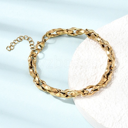 5.5MM 304 Stainless Steel Twisted Oval Link Chain Bracelets for Man and Women SA-CBAB767-17C-G-1