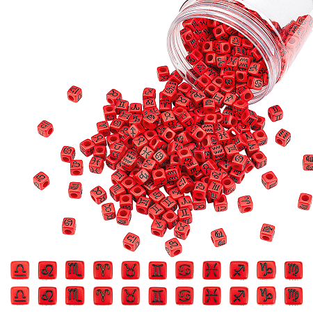 Constellation/Zodiac Sign Opaque Acrylic European Beads OPDL-AR0001-02-1