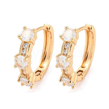 Brass Micro Pave Cubic Zirconia Hoop Earrings EJEW-A107-11A-KCG-1