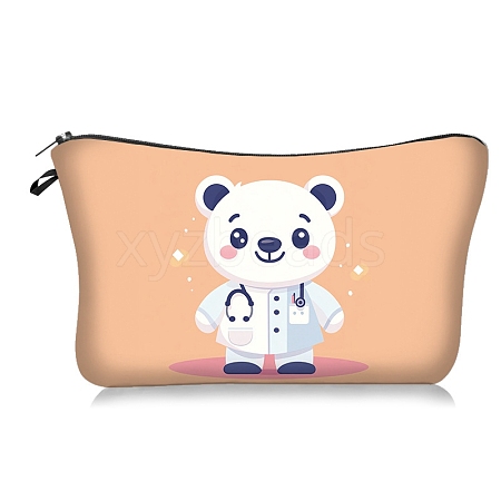 Cartoon Doctor Bear Print Polyester Cosmetic Zipper Pouches PW-WG9A6AB-03-1