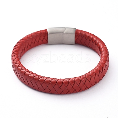 Unisex Leather Cord Weave Bracelets BJEW-JB04893-03-1