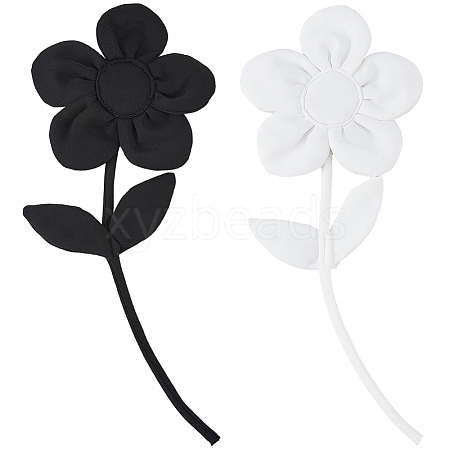 2Pcs 2 Colors Polyester & Cotton Flower Lapel Pins for Clothes JEWB-CY0001-05-1
