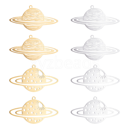 8Pcs 4 Style 201 Stainless Steel Pendants STAS-UN0033-95-1