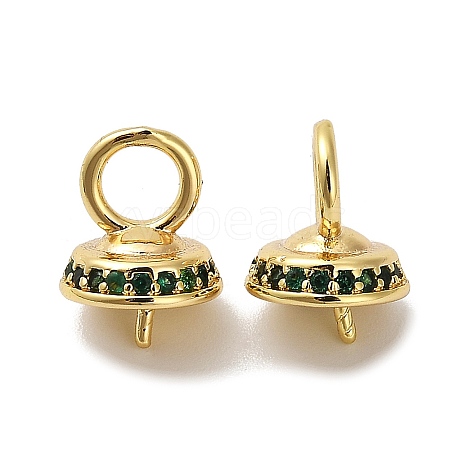 Brass Micro Pave Cubic Zirconia Cup Pearl Peg Bails Pin Pendants KK-S397-05C-1