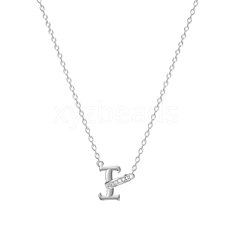 304 Stainless Steel Crystal Rhinestone Initial Pendant Necklaces FS-WGCEFCC-09-1