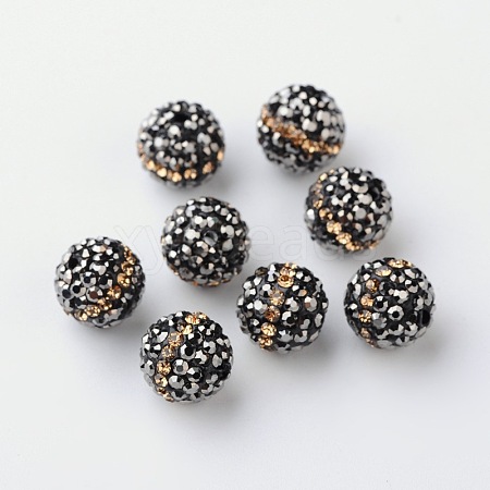 Round Grade A Rhinestone Clay Pave Beads RB-O027-02-1