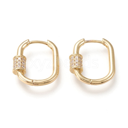 Brass Micro Pave Clear Cubic Zirconia Huggie Hoop Earrings EJEW-I251-03G-1