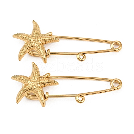 Starfish 304 Stainless Steel Safety Pins Brooch Findings SA-CBA098D-16C-G01-1
