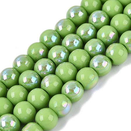 Electroplate Opaque Glass Beads Strands LS-EGLA-Q132-6MM-01C-16-1