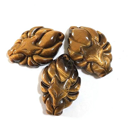 Carved Natural Tiger Eye Pendants PW-WG5BD2D-01-1