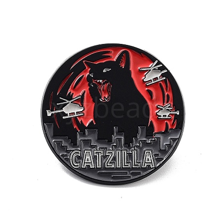 Gothic Catzilla Zinc Alloy Enamel Pins JEWB-C028-02C-EB-1