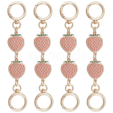 Alloy Enamel Strawberry Link Purse Strap Extenders PURS-WH0005-33KCG-1