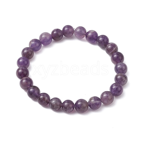 Natural Amethyst Beaded Stretch Bracelets for Women Men BJEW-JB11099-1