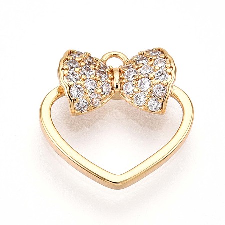 Brass Micro Pave Cubic Zirconia Charms KK-N261-01G-1