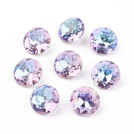 Pointed Back & Back Plated Glass Rhinestone Cabochons LS-RGLA-J012-8mm-001VL-1