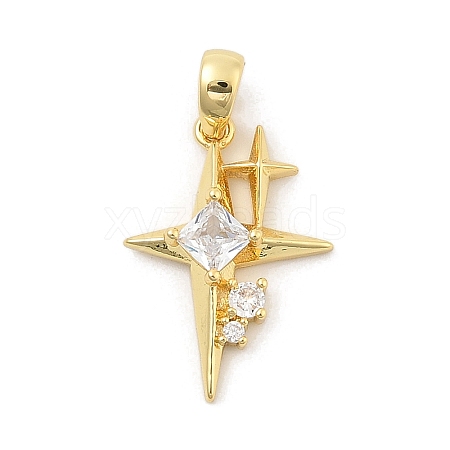 Rack Plating Brass Clear Cubic Zirconia Pendants KK-S407-02G-1