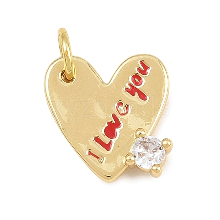 Brass Micro Pave Clear Cubic Zirconia Charms KK-CBACF03-04G-C-1