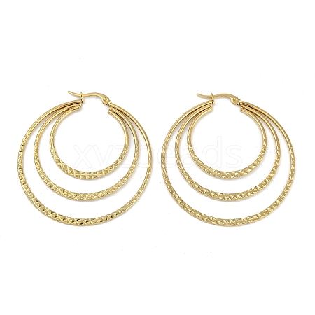 PVD Vacuum Plating 201 Stainless Steel Triple Hoop Earrings for Women EJEW-F345-15G-1