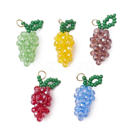 Handmade Glass Beaded Grape Pendants PALLOY-MZ00489-1