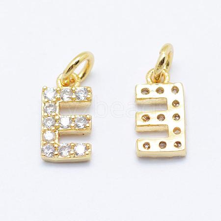 Brass Micro Pave Grade AAA Cubic Zirconia Charms ZIRC-P067-11G-E-NR-1