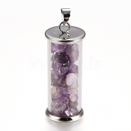 Alloy & Glass Wish Bottle Pendants G-Z017-04-1