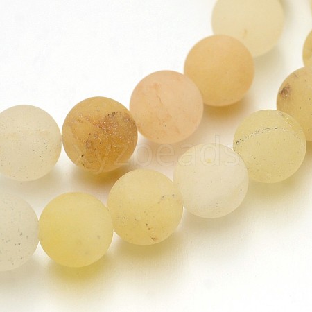 Frosted Round Natural Yellow Aventurine Bead Strands X-G-J338-06-8mm-1