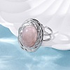 Oval Natural Rose Quartz Finger Rings RJEW-M063-01P-11-3