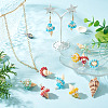 8Pcs 4 Colors Shell & Glass Pendants PALLOY-TA00383-7