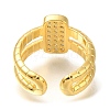 Rectangle Rack Plating Brass Micro Pave Cubic Zirconia Open Cuff Rings for Women RJEW-M022-31G-3