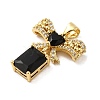 Rack Plating Brass Micro Pave Cubic Zirconia Pendants KK-P241-19G-01-2