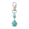 Tortoise & Round Synthetic Turquoise Pendant Decoration HJEW-JM02295-02-1