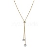 Alloy Snake Chain Slider Lariat Necklaces with Plastic Imitation Pearl Round Beads WG87CD3-01-4