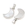 Rack Plating Brass Natural White Shell Pendants KK-U025-06P-01-2