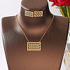 Brass Micro Pave Clear Cubic Zirconia Rectangle Pendant Necklaces & Stud Earrings Sets for Women LN2687-4