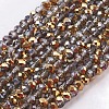 Half Plated Faceted Rondelle Electroplate Glass Beads Strands X-EGLA-D020-3x2mm-14-1