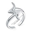 Rhodium Plated 925 Sterling Silver Lightning Bolt Open Cuff Ring for Women JR887A-3