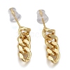 Brass Curb Chain Dangle Stud Earrings EJEW-F260-07A-G-1