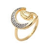 Brass Micro Pave Cubic Zirconia Cuff Rings for Women RJEW-G325-05GP-1