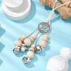 Iron Bell & Wood Beads Pendant Decorations HJEW-JM02505-01-2