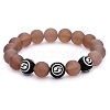 Natural Grey Agate Round Beaded Stretch Bracelet BJEW-SW00077-11-1