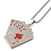 Alloy Full Crystal Rhinestone Playing Cards Pendant Necklaces NJEW-R001-01P-01-2