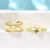 2Pcs 2 Styles Brass Micro Pave Cubic Zirconia Cuff Rings for Women RJEW-S399-03G-2