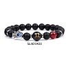 Natural Dyed & Heated Black Agate & Carnelian Stretch Bracelets PW-WG62314-01-1