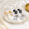 4 PC 2 Colors Stainless Steel Square Stud Earrings EJEW-GO0003-14-4