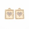 Brass Micro Pave Clear Cubic Zirconia Pendants KK-S356-770-1