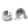 Brass Grooved Teardrop Hoop Earrings for Women EJEW-K248-09P-2
