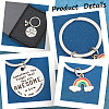 Gorgecraft 4Pcs 4 Styles  Teacher's Day Stainless Steel Flat Round with Word Pendant Keychain KEYC-GF0001-11-6