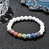 Dyed Natural Lava Rock Round Beaded Stretch Bracelets BJEW-TA00337-02-4