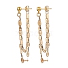 304 Stainless Steel & Brass Tassels Stud Earrings EJEW-JE06157-2