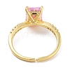 Rectangle Rack Plating Brass Micro Pave Cubic Zirconia Open Cuff Rings for Women RJEW-Z059-10G-01-3